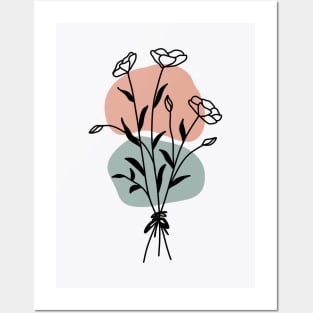 Abstract botanical One Line Art Flowers Posters and Art